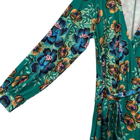 Eloquii Printed Wrap Maxi Dress Size 14 Tropical Resort Vacation Stretch - Picture 3 of 11